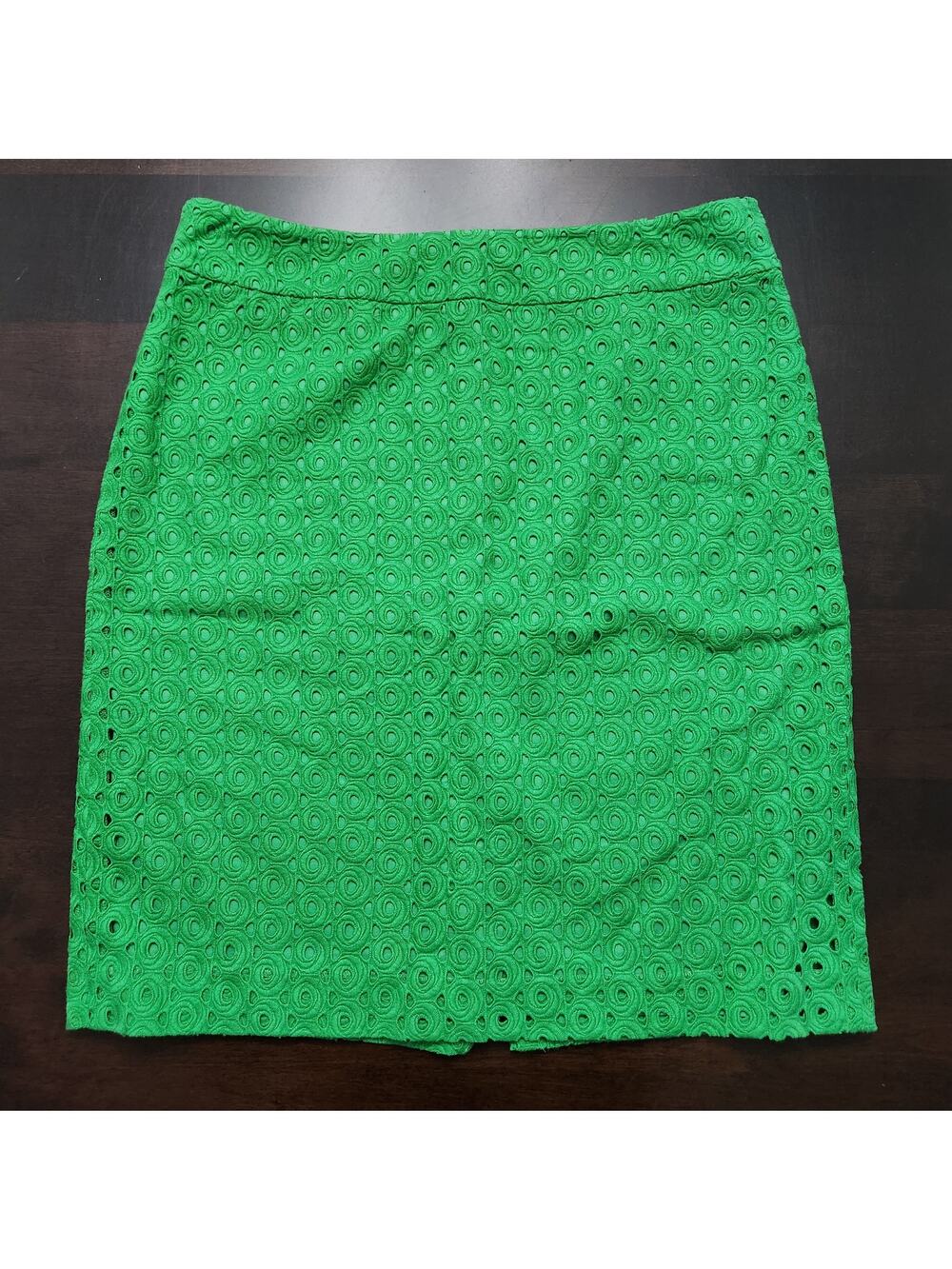 Talbots Green Swirl Eyelet Skirt Size 8 Petite